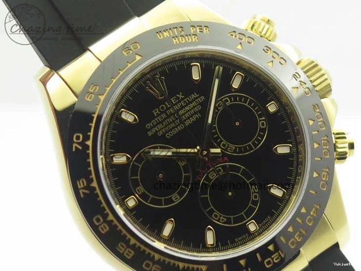 Daytona 1:1 Clone 116518 LN YG Dial Best Black ARF Rubber A4130 On Strap Super Edition 0303